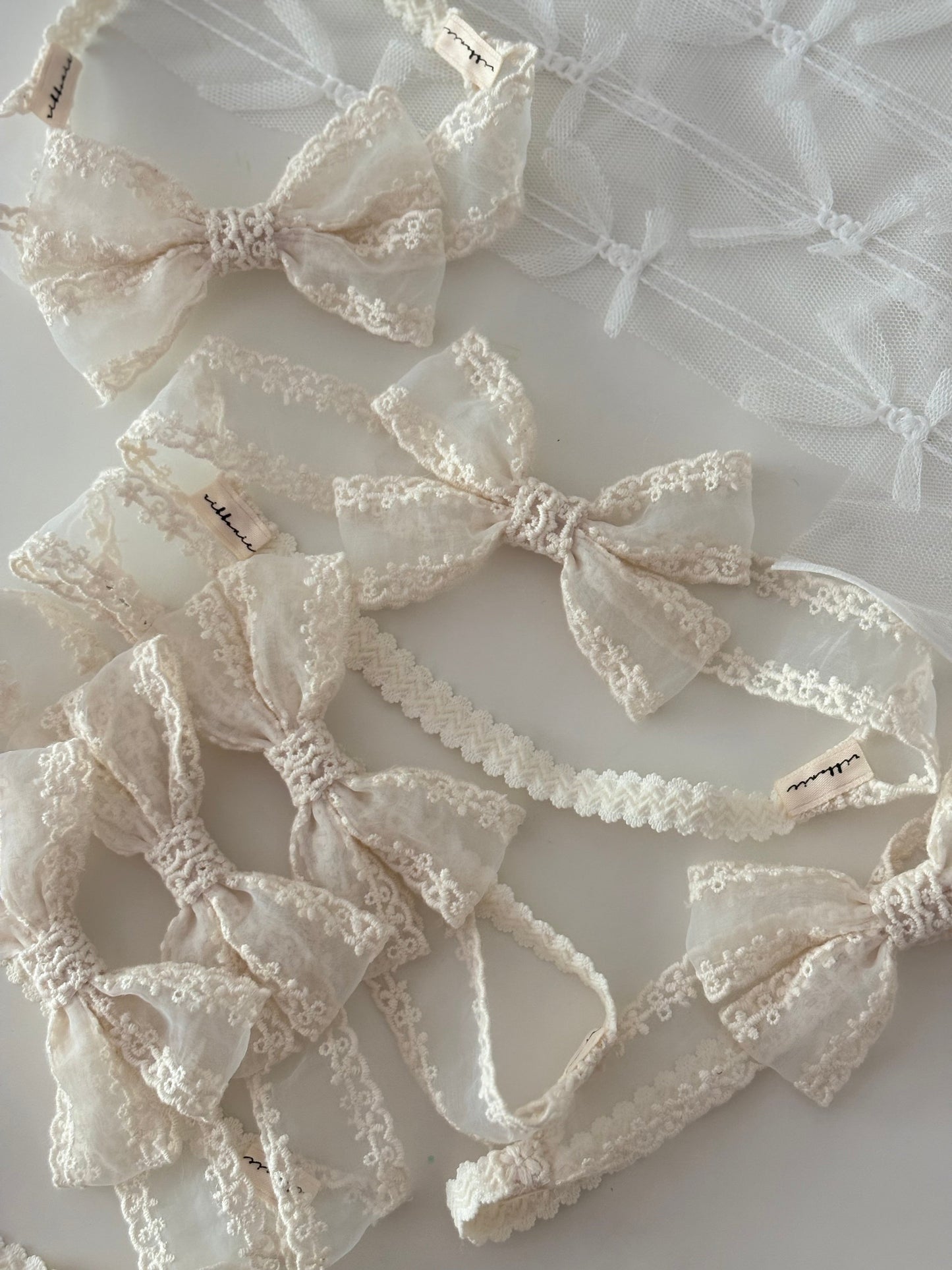 Ivory Lace Bow Baby Headband – Baptism & Christening Hair Accessory ribbonie