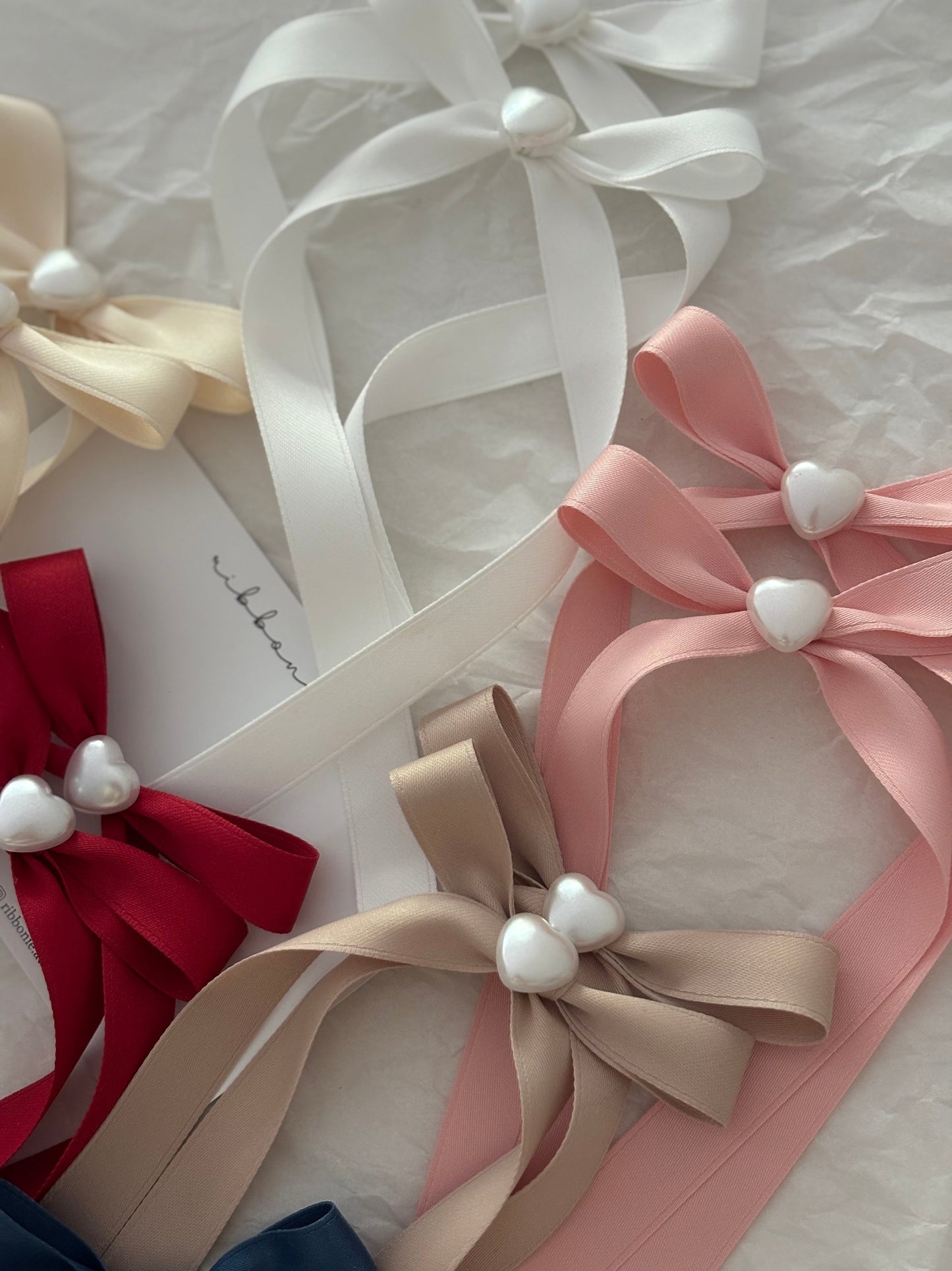 Satin Long Tail Pearl Hair Bow Clips – Set of Two ribbonie