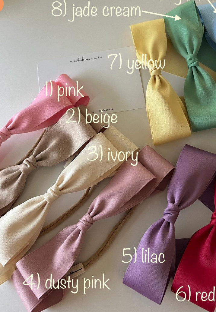 Satin Classic Bow Headband – Handmade Soft Satin Hair Accessory for Babies & Toddlers ribbonie