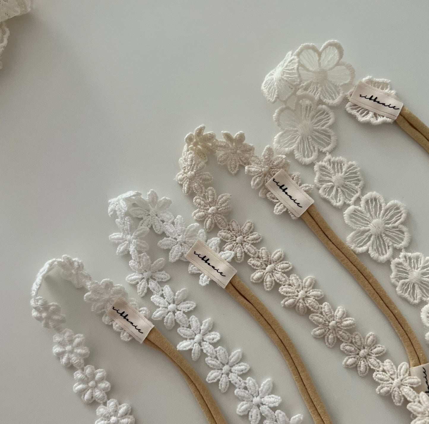 Newborn white floral headband handmade in Australia