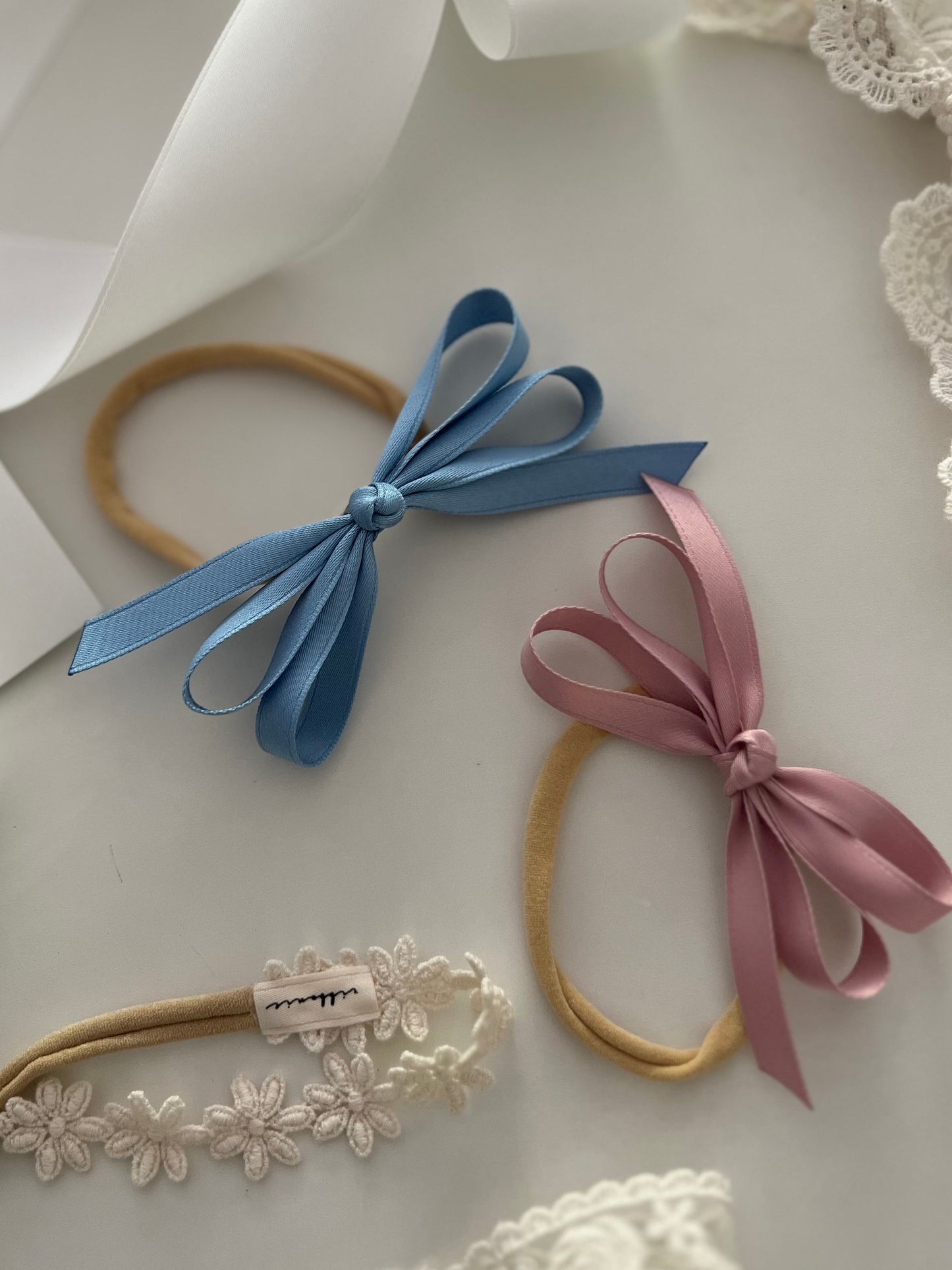 Satin Bow Headband – Soft & Stretchy for Newborns and Girls ribbonie