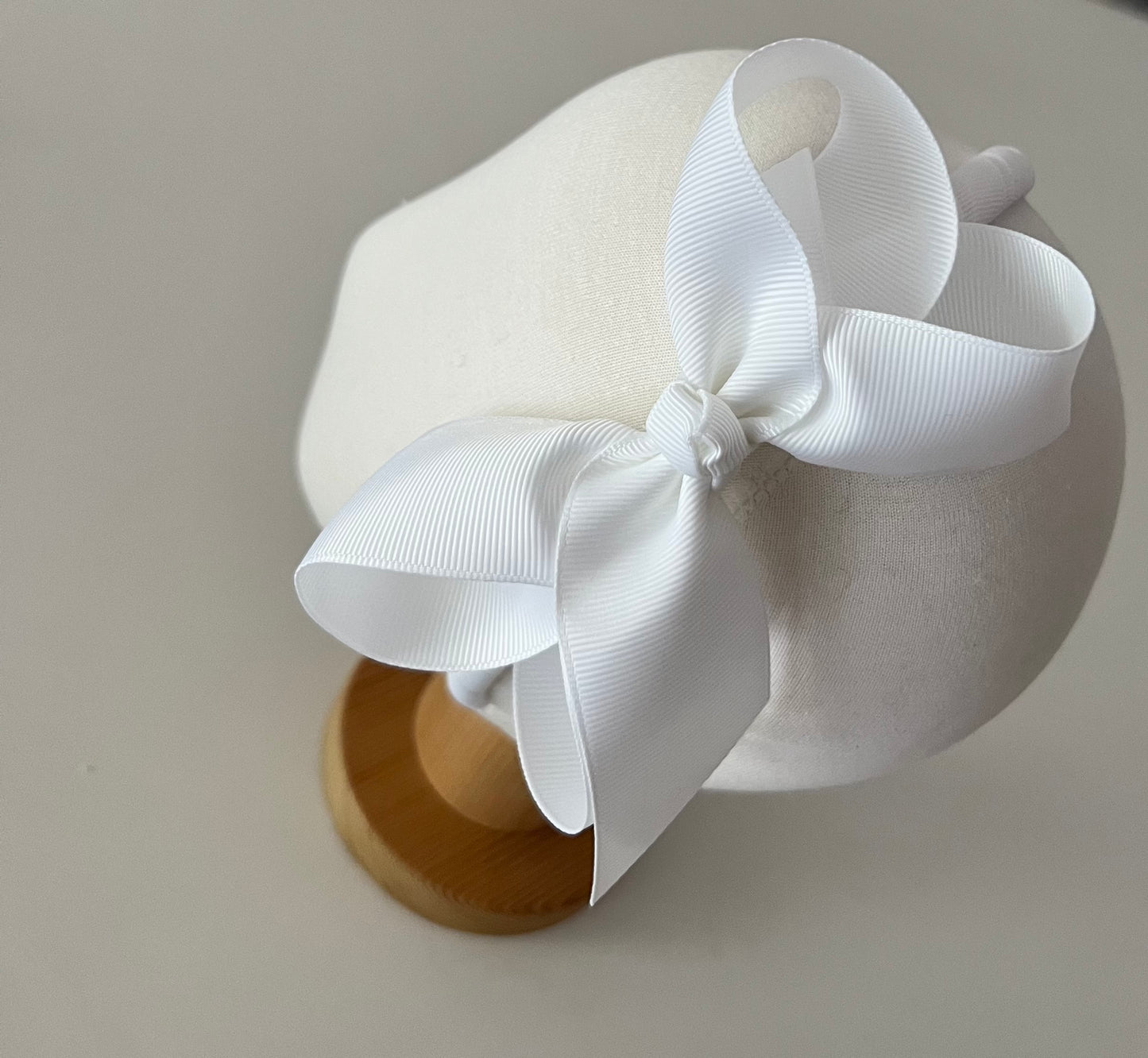 Handmade large bow headband for baby girl White Bow