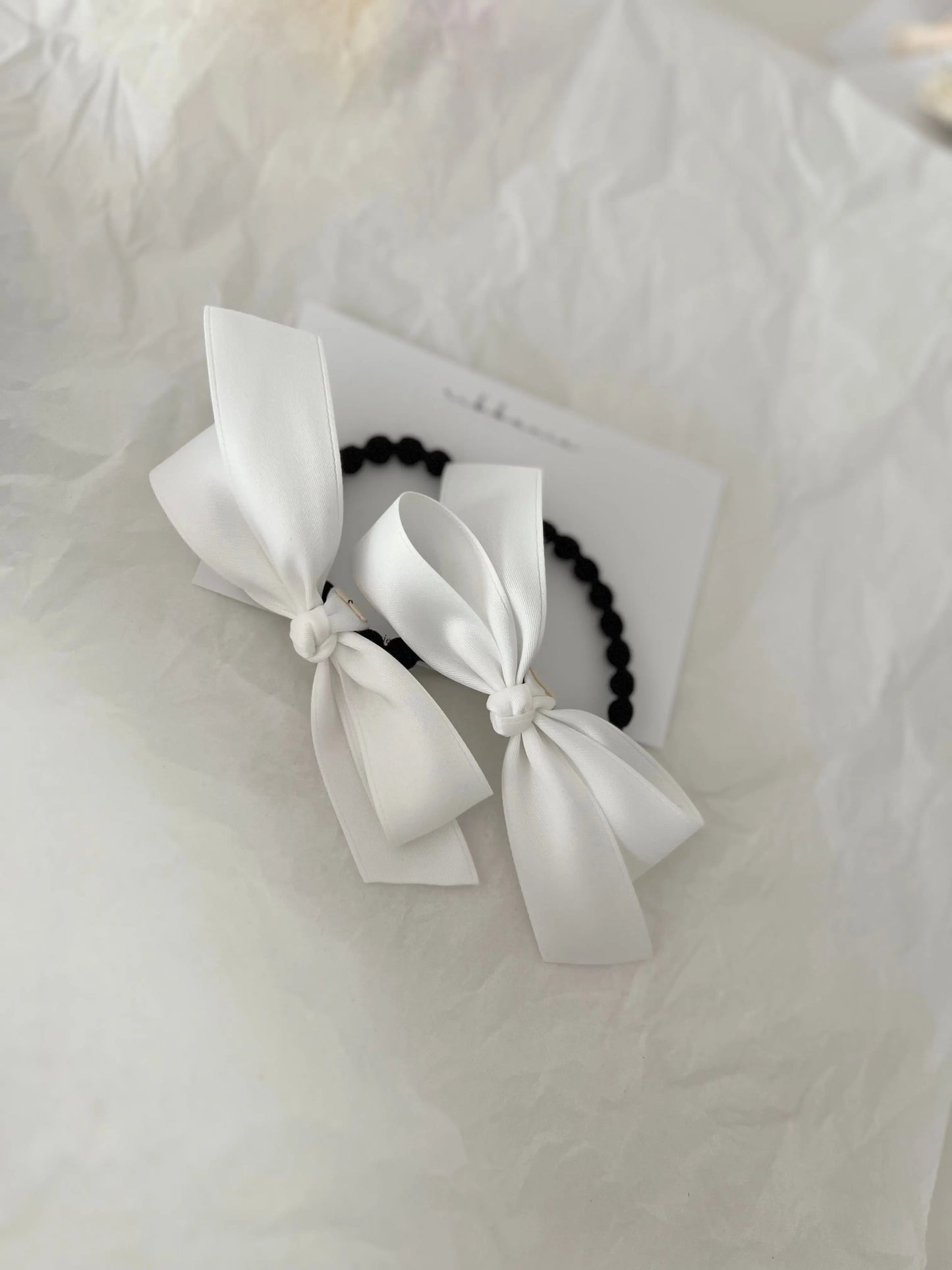Set of Two Satin Pigtail Hair Bow Ties ribbonie