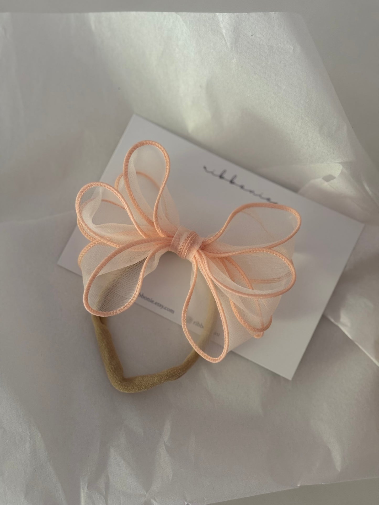Apricot Wired Edge Bow Soft Headband for Little Girl