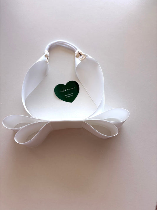 Off white satin hair bow -ribbonie