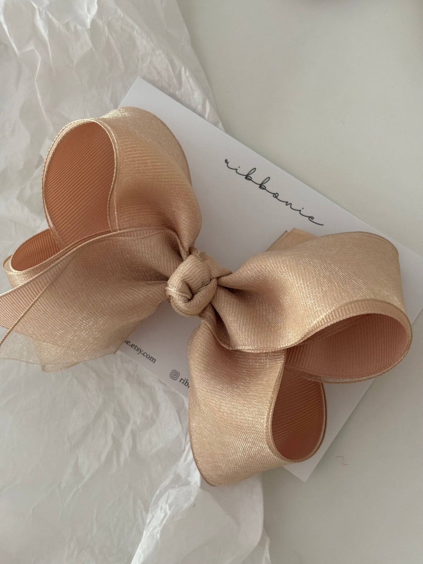 Luxe Organza Grosgrain Big Bow Hair Clip
