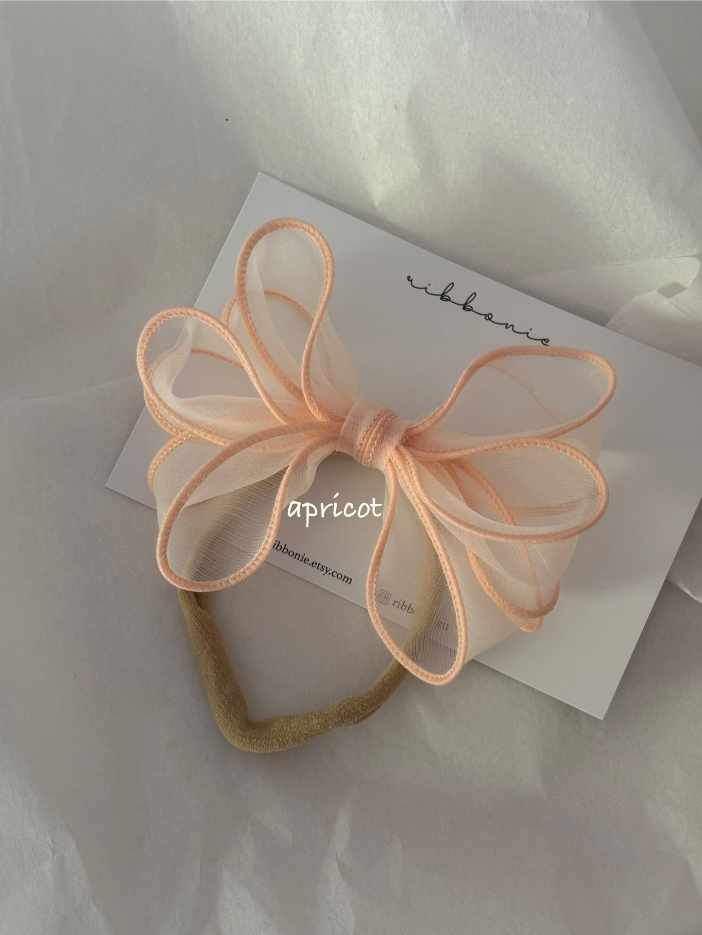 Apricot Wired Edge Bow Soft Headband for Little Girl