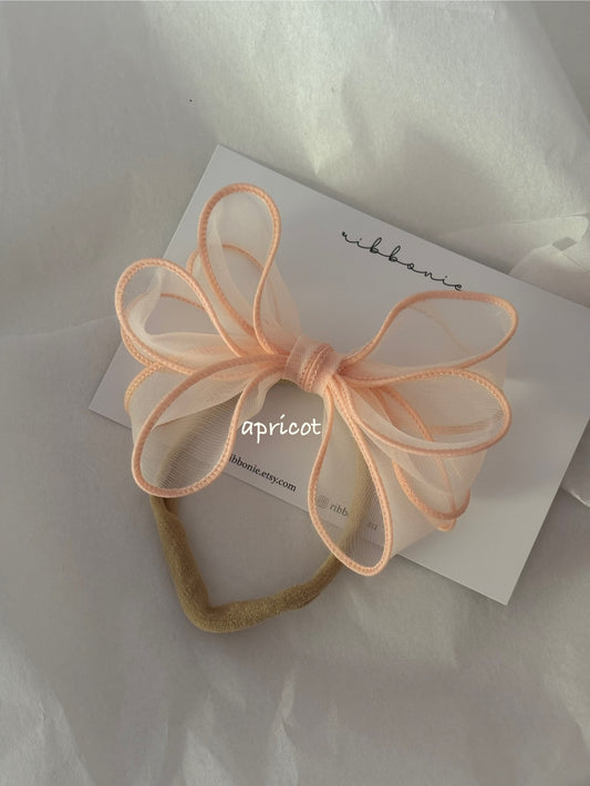 Apricot Wired Edge Bow Soft Headband for Little Girl