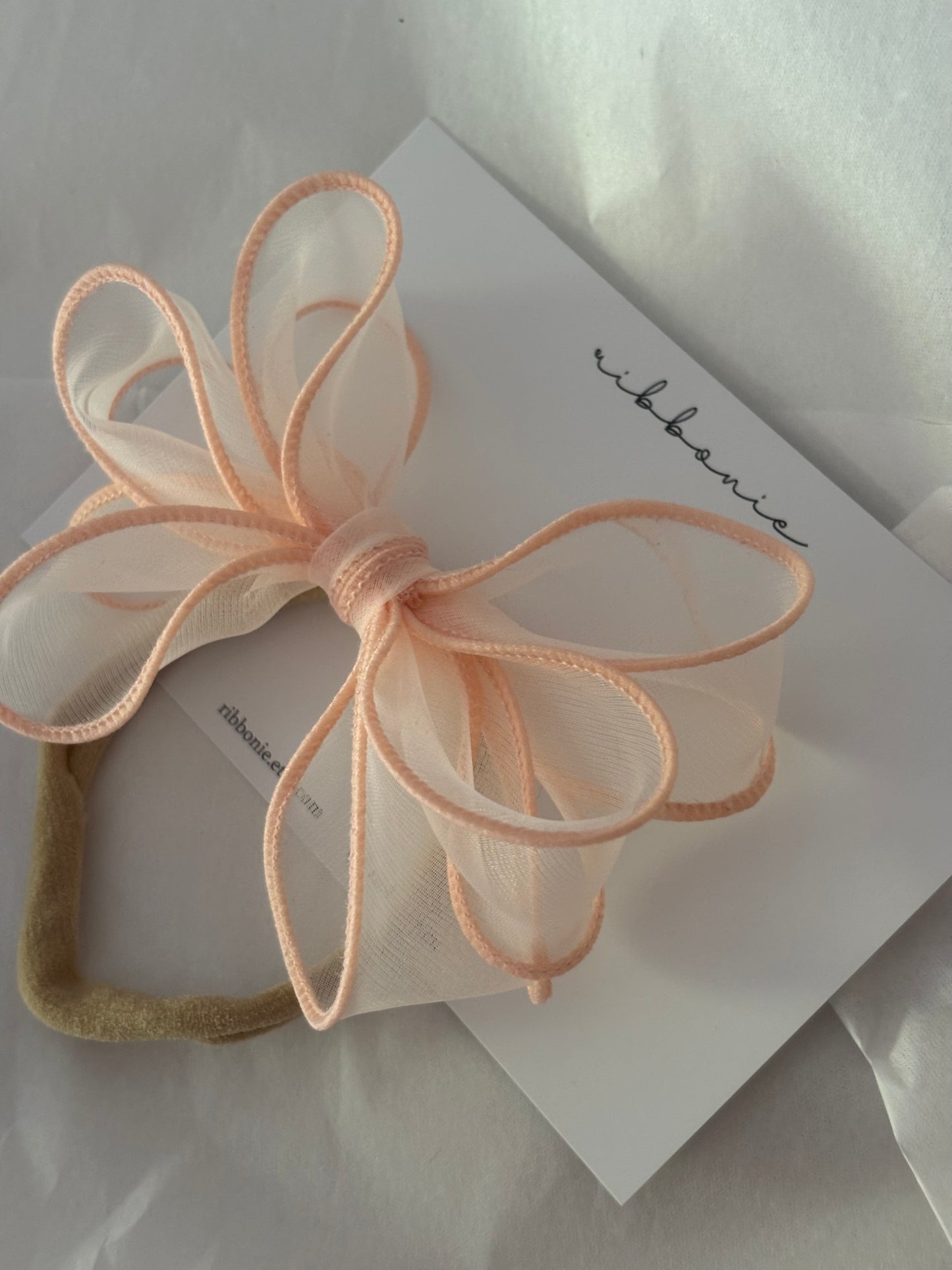Apricot Wired Edge Bow Soft Headband for Little Girl