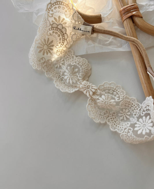 flower lace baby headband – 6cm floral lace, handmade