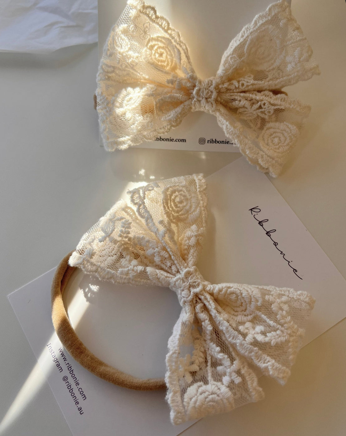 Rosie Floral Lace Bow headband