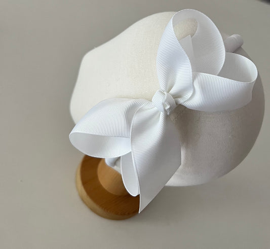 Handmade large bow headband for baby girl White Bow
