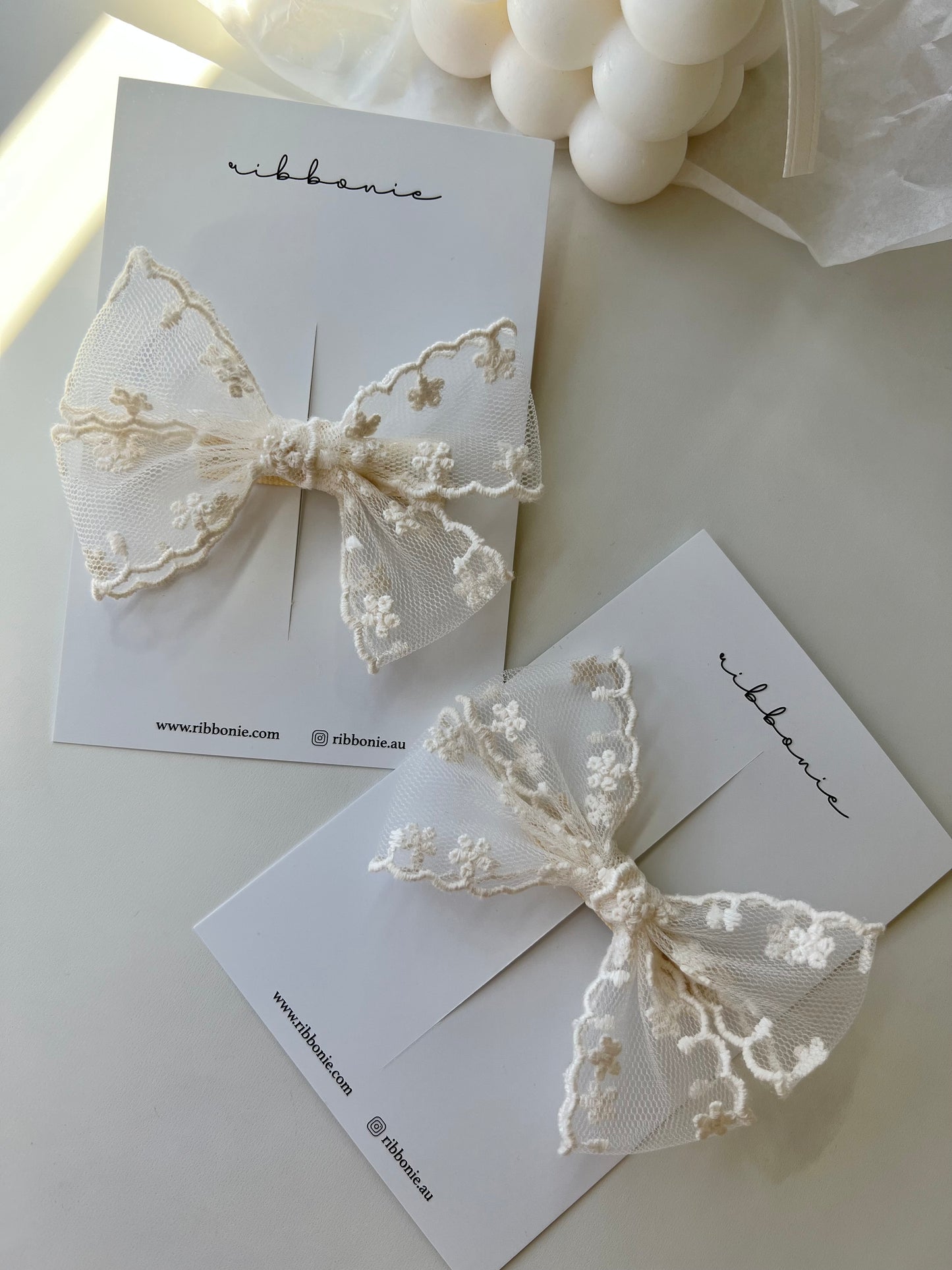 Christening Bow For Baby Baptism Bow Ella lace bow